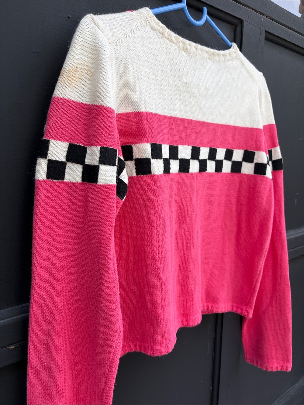 Vintage Michael Simon Hot Pink Ice Cream Appliqué Cardigan - Picture 4 of 12